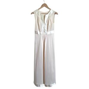 Vintage Sears Butterfly Maxi Nightgown Size S 32 Cream Wedding Coquette Whimsy